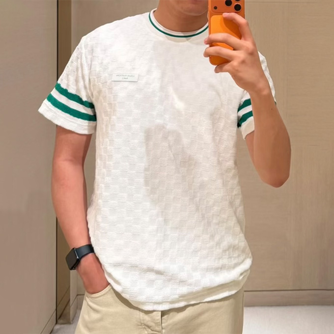lv louis vuitton damier jacquard terry short sleeve t-shirt
